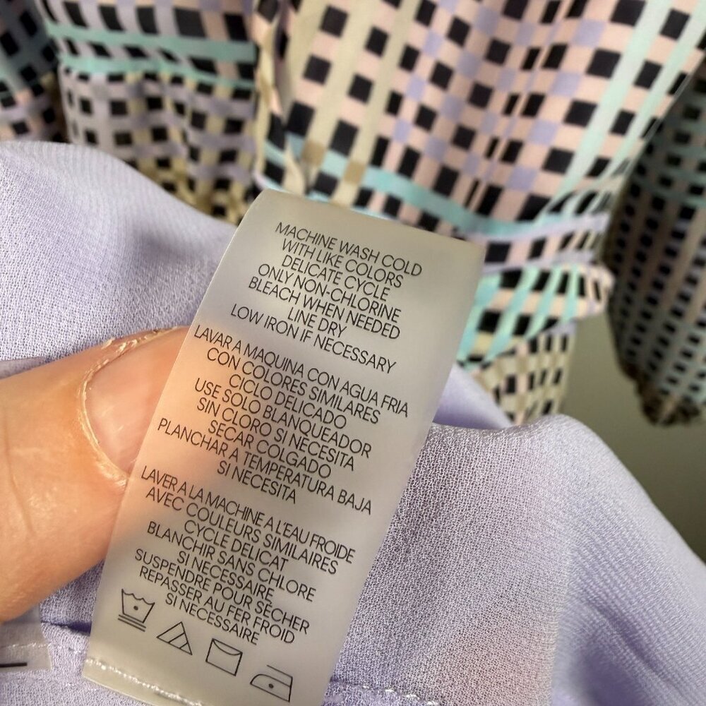 Calvin Klein Geometric Faux Wrap Dress Size 16W Purple Chiffon Career Church - Picture 15 of 15